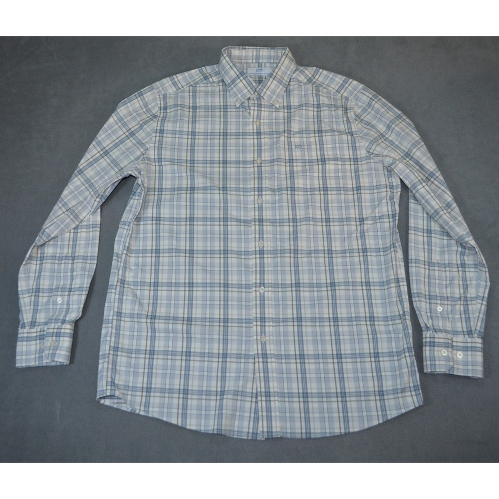 Southern Tide Highsmith Plaid Sport Shirt Platinum Grey Men's Large